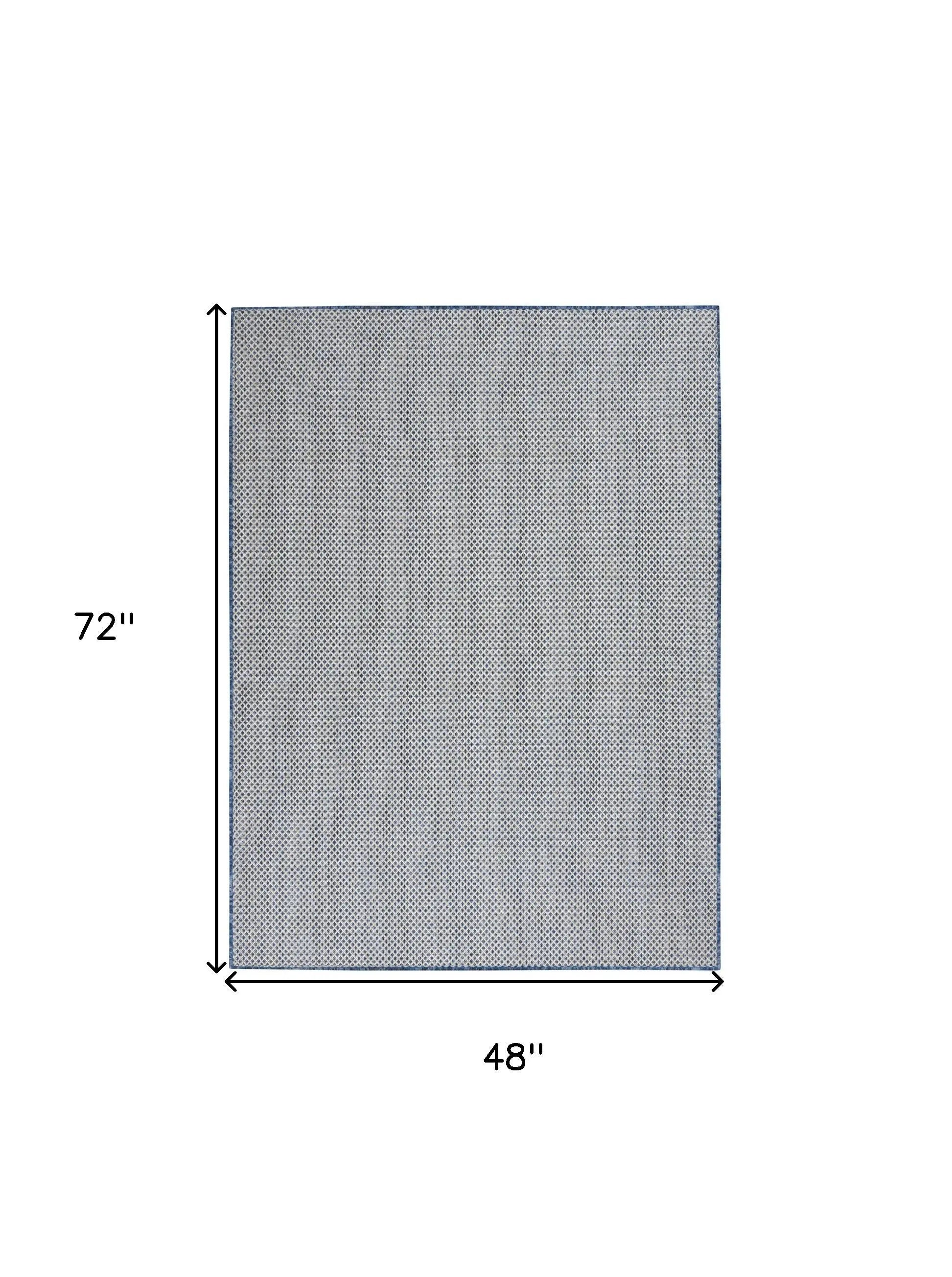 4' X 6' Blue Geometric Power Loom Area Rug Homeroots Outdoor