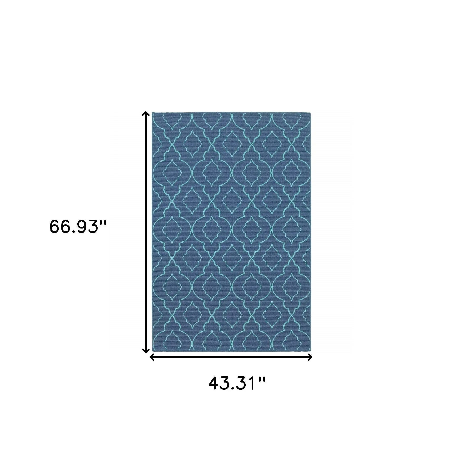 4' X 6' Blue Geometric Stain Resistant Indoor Outdoor Area Rug Homeroots Outdoor