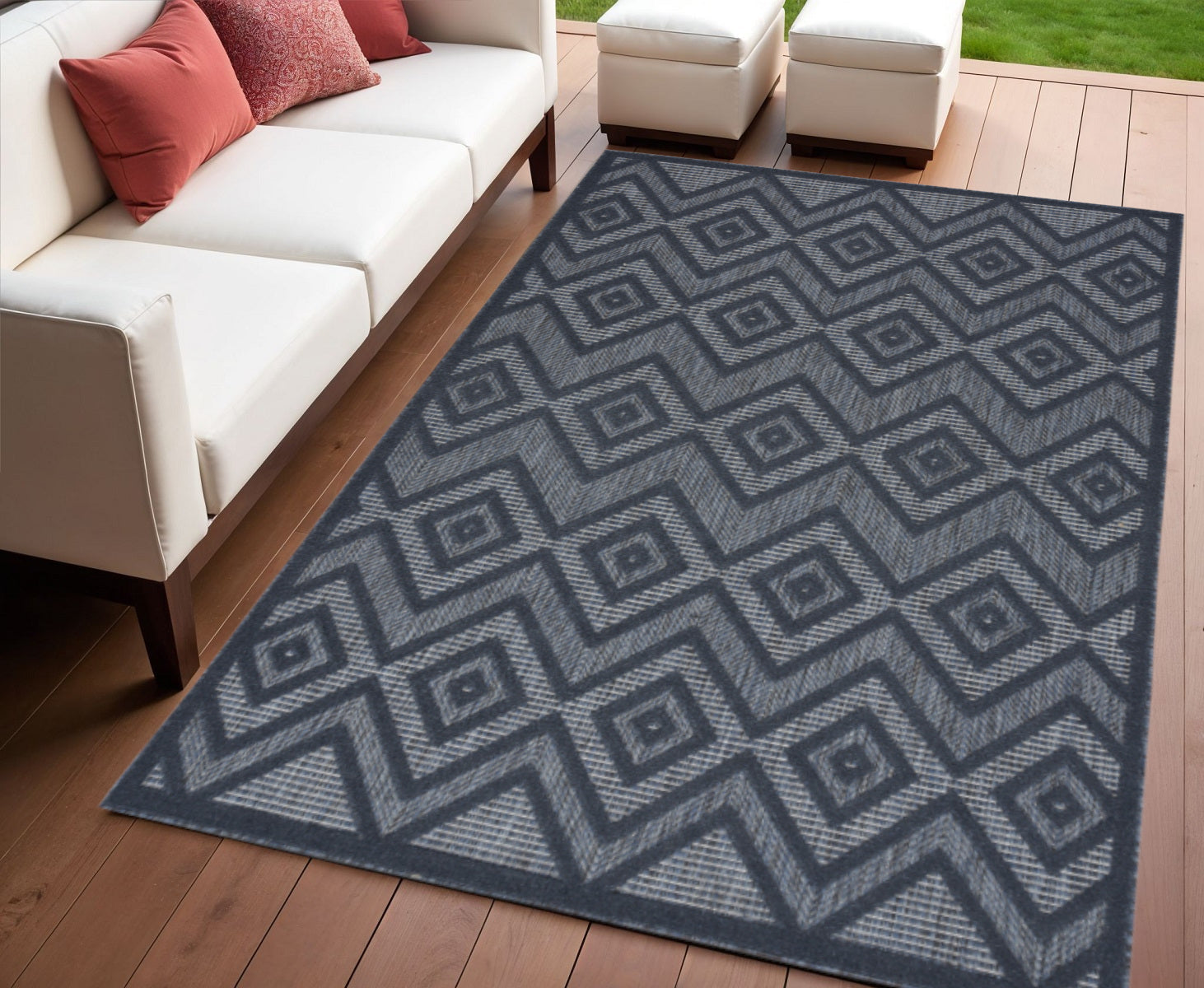 4' X 6' Blue Indoor Outdoor Area Rug - GreatEagleInc