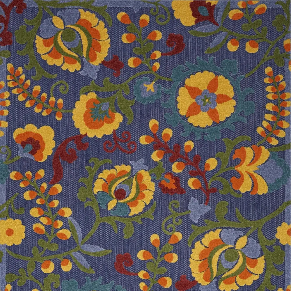 4' X 6' Blue Yellow And Green Indoor Outdoor Area Rug Homeroots Outdoor