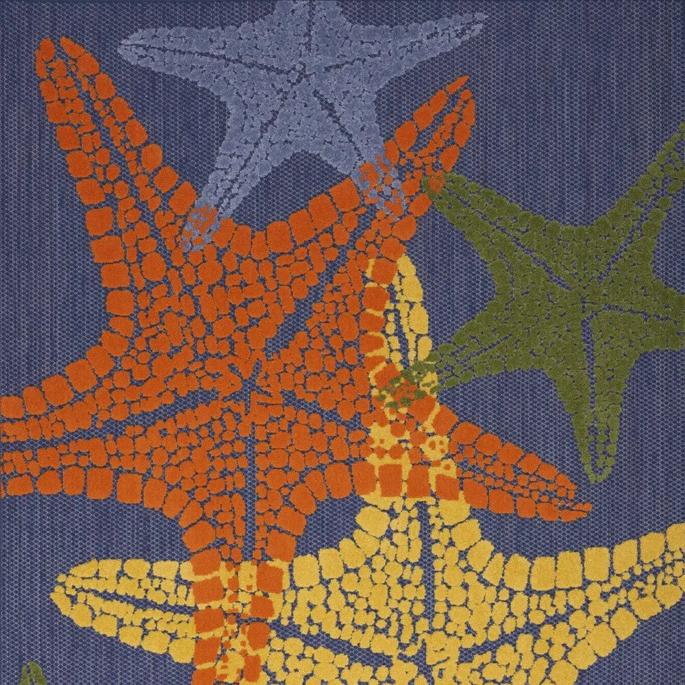 4' X 6' Blue Yellow And Orange Starfish Indoor Outdoor Area Rug Homeroots Outdoor