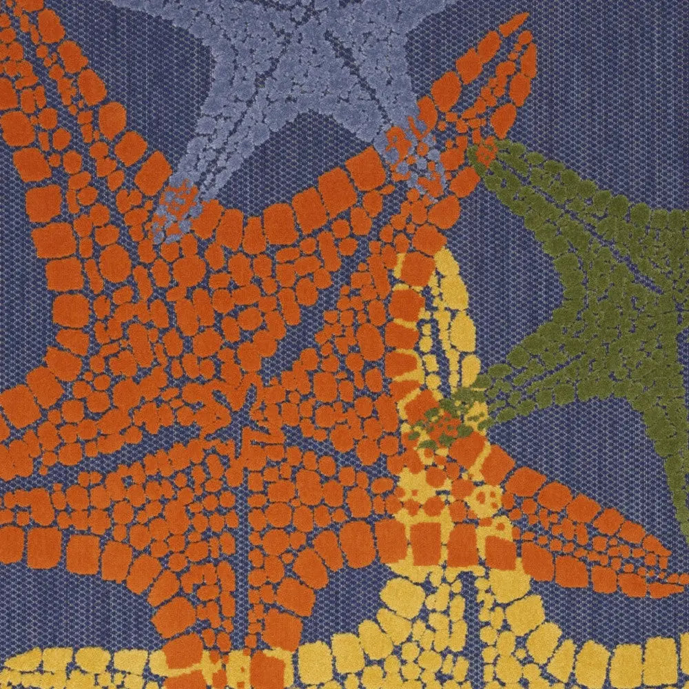 4' X 6' Blue Yellow And Orange Starfish Indoor Outdoor Area Rug Homeroots Outdoor