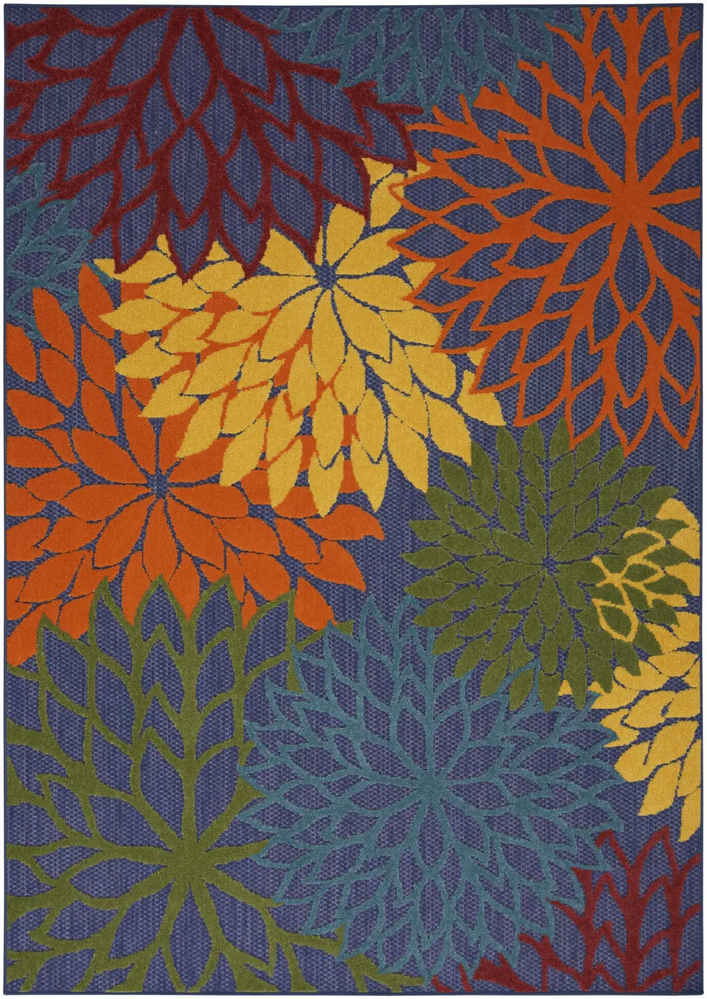 4' X 6' Blue Yellow and Green Indoor Outdoor Area Rug Homeroots Outdoor
