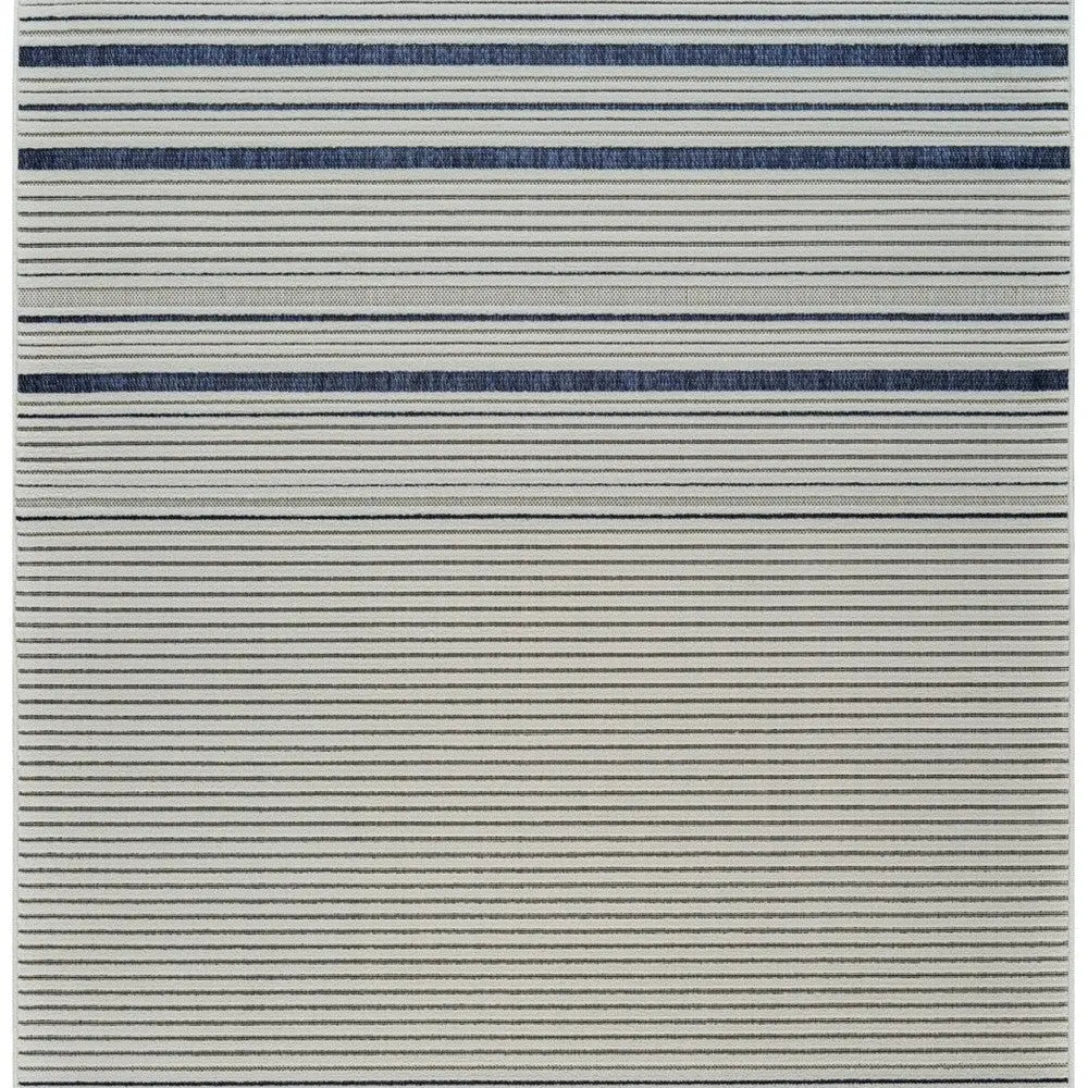 4' X 6' Blue and Cream Striped Distressed Indoor Outdoor Area Rug Homeroots Outdoor