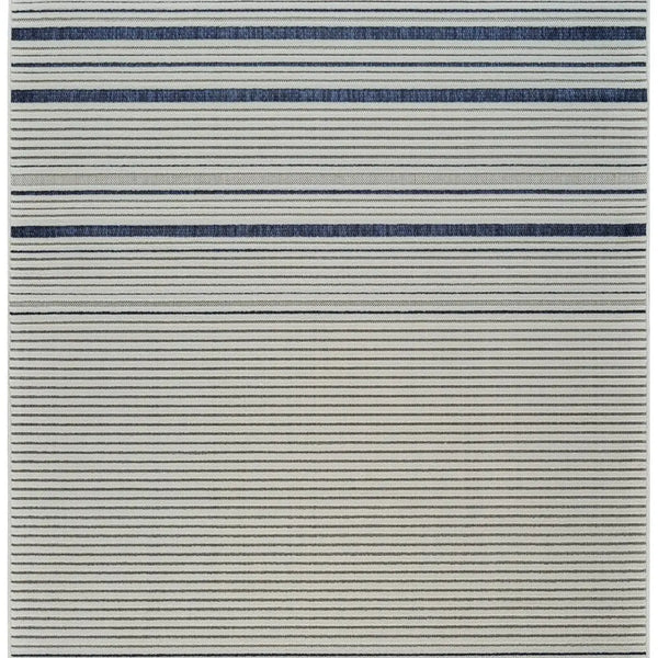 4' X 6' Blue and Cream Striped Distressed Indoor Outdoor Area Rug Homeroots Outdoor