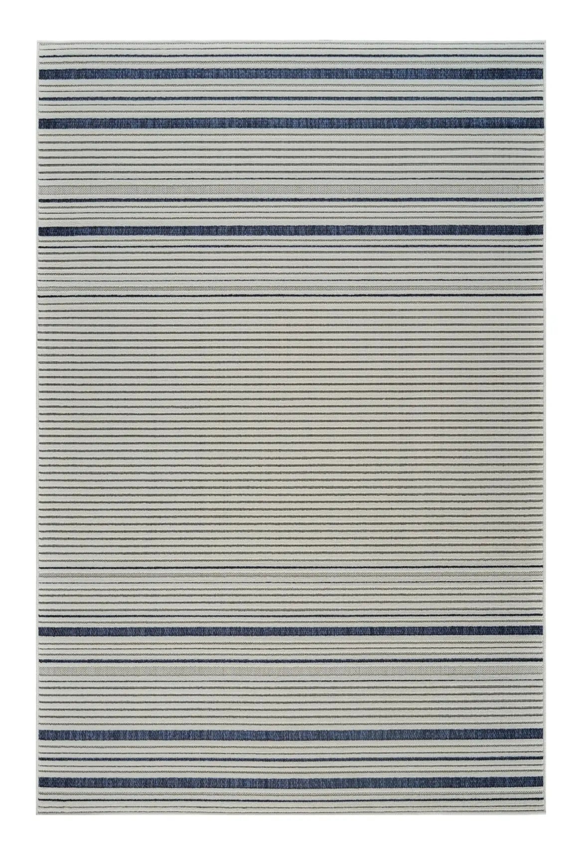 4' X 6' Blue and Cream Striped Distressed Indoor Outdoor Area Rug Homeroots Outdoor