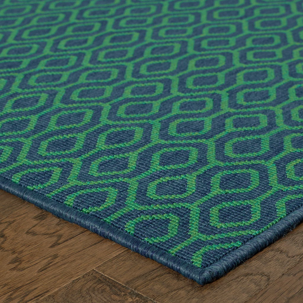 4' X 6' Blue and Green Geometric Stain Resistant Indoor Outdoor Area Rug Homeroots Outdoor