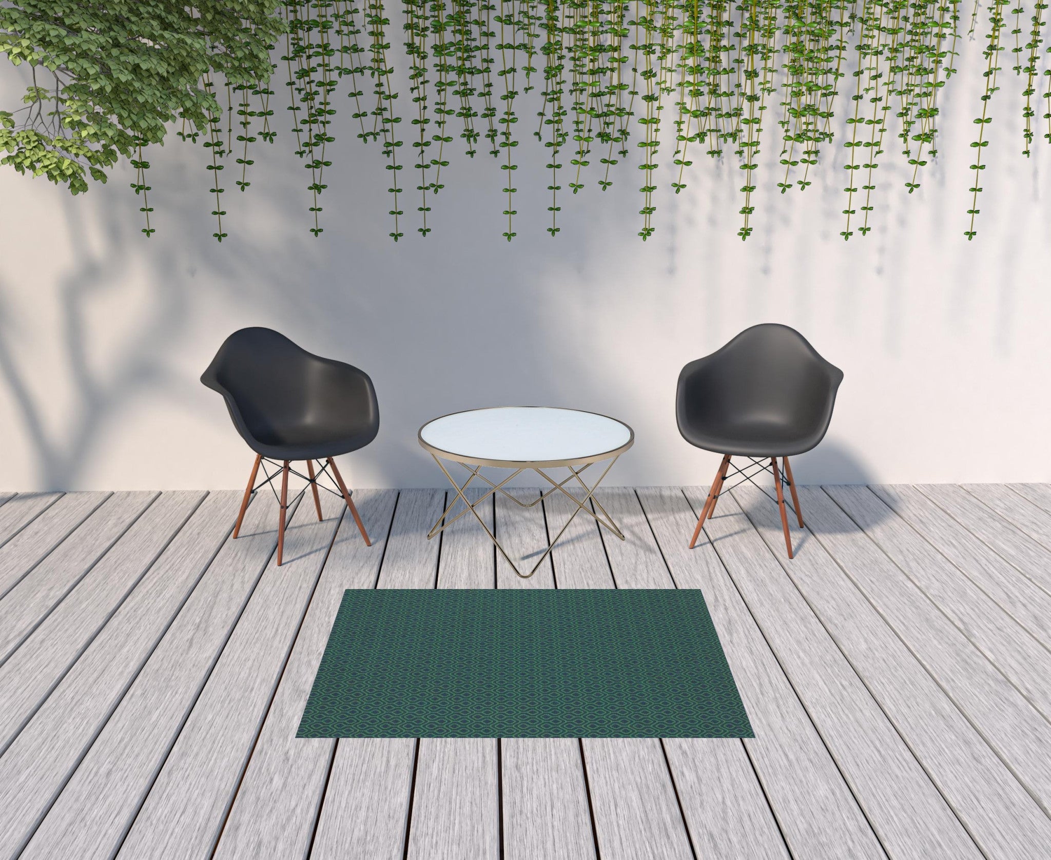 4' X 6' Blue and Green Geometric Stain Resistant Indoor Outdoor Area Rug Homeroots Outdoor