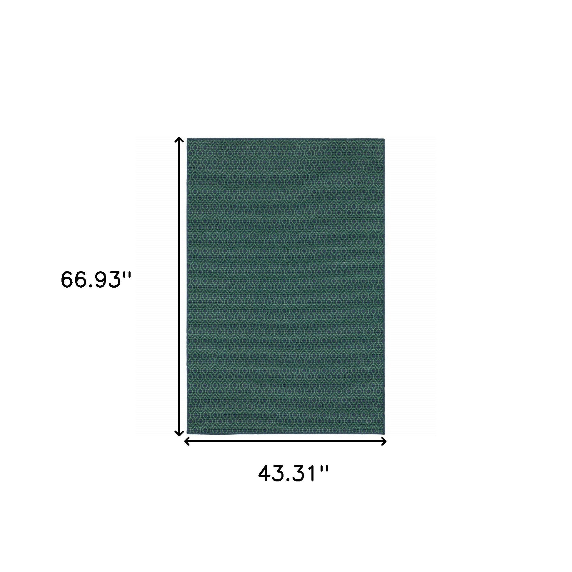 4' X 6' Blue and Green Geometric Stain Resistant Indoor Outdoor Area Rug Homeroots Outdoor