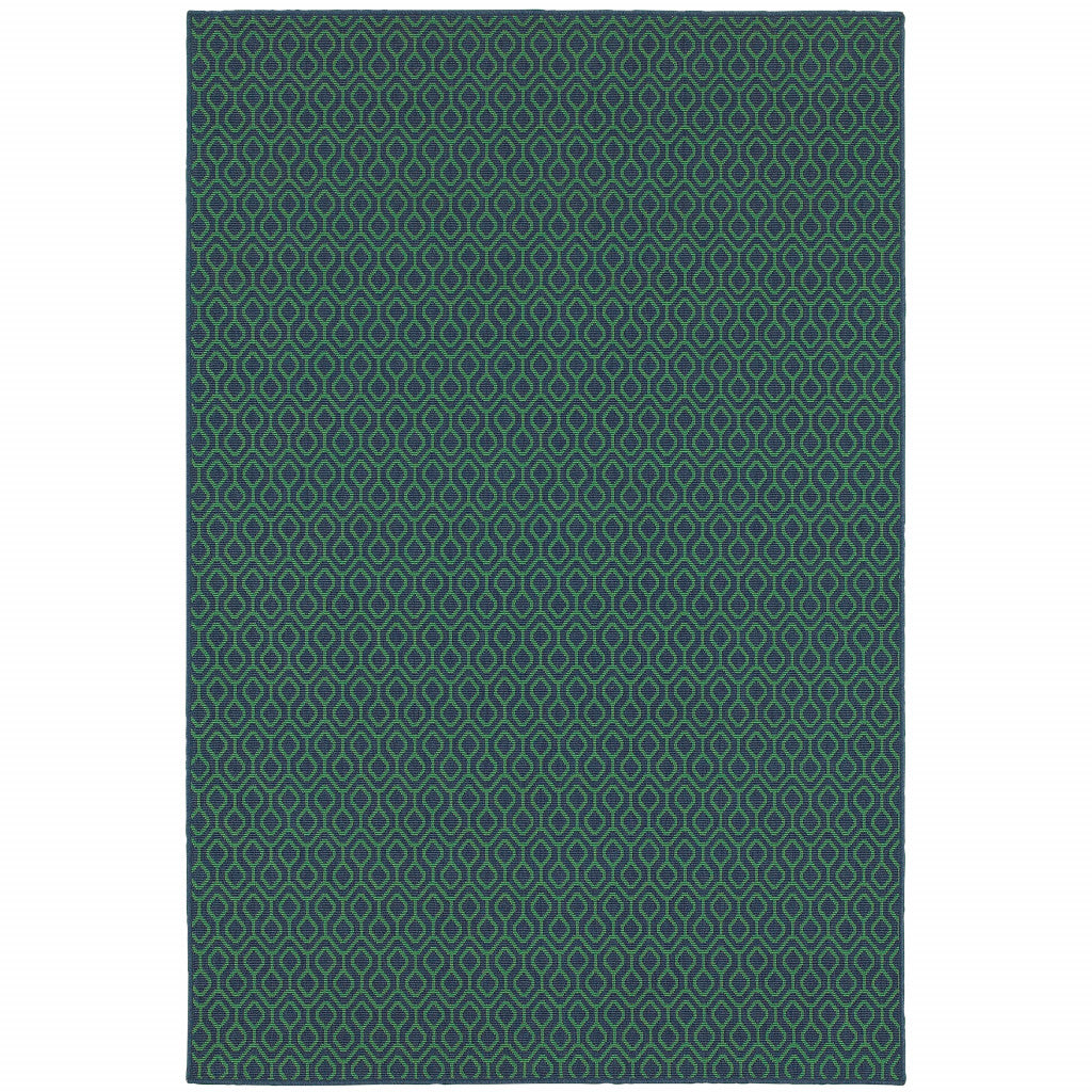 4' X 6' Blue and Green Geometric Stain Resistant Indoor Outdoor Area Rug Homeroots Outdoor
