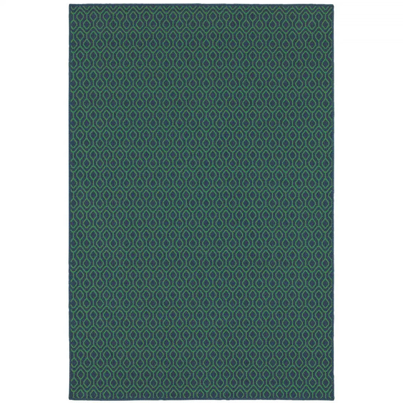 4' X 6' Blue and Green Geometric Stain Resistant Indoor Outdoor Area Rug Homeroots Outdoor