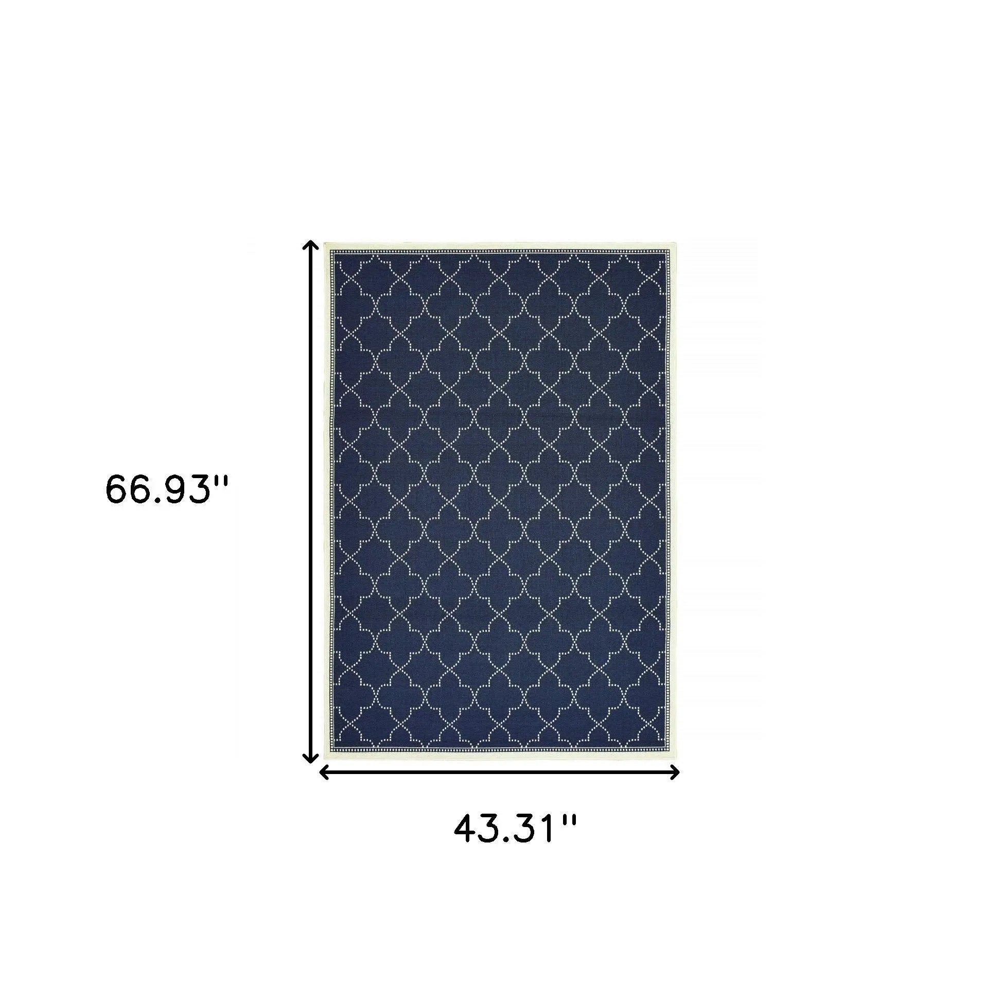 4' X 6' Blue and Ivory Geometric Stain Resistant Indoor Outdoor Area Rug Homeroots Outdoor
