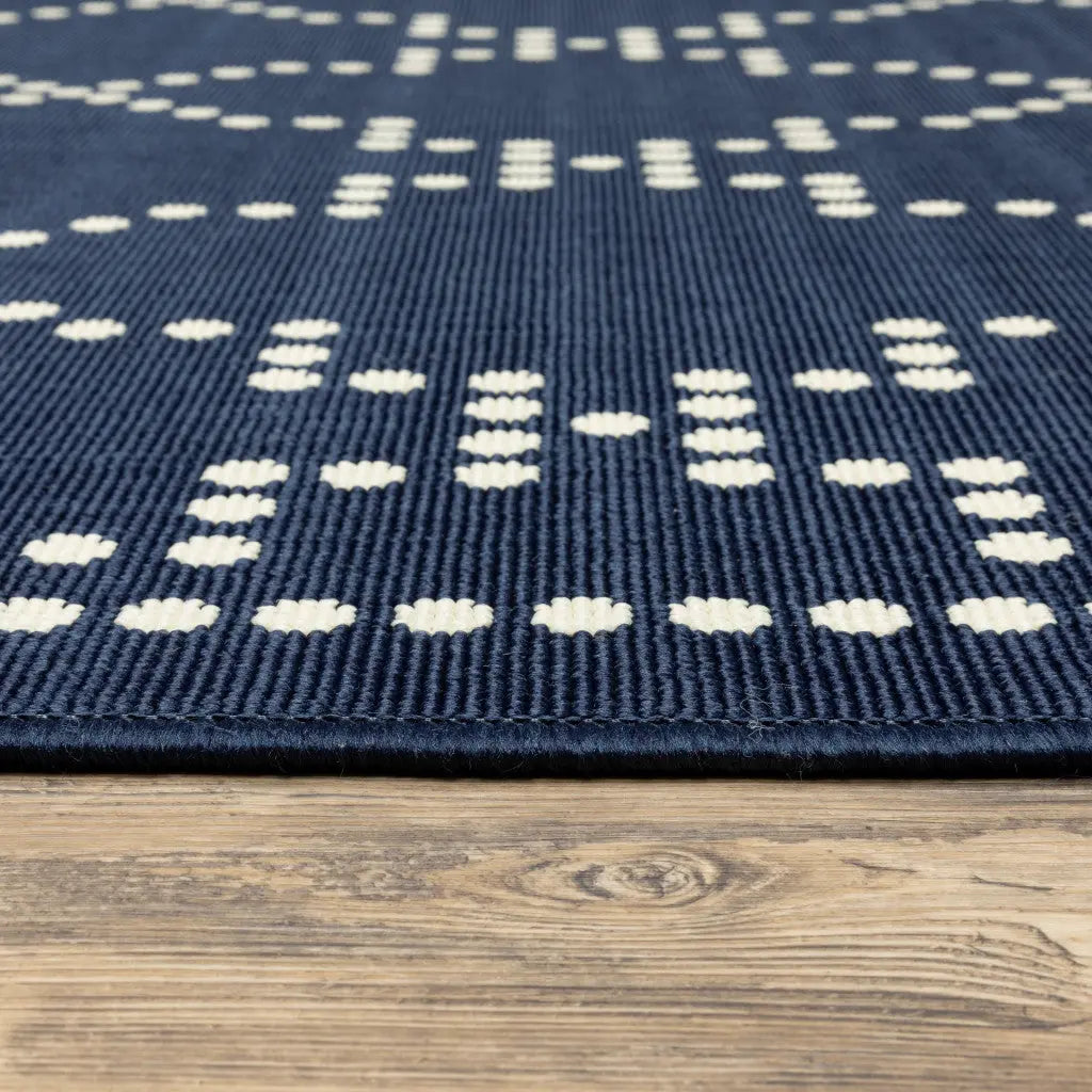 4' X 6' Blue and Ivory Geometric Stain Resistant Indoor Outdoor Area Rug Homeroots Outdoor