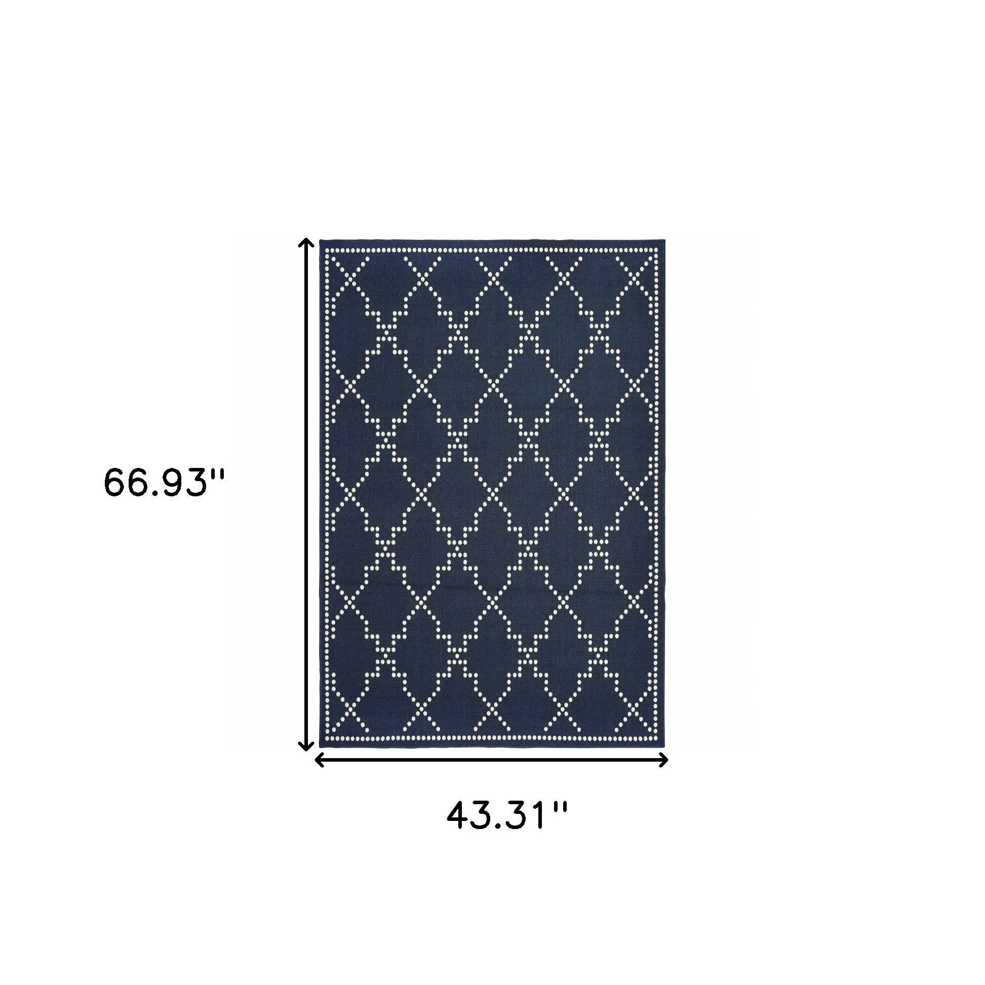 4' X 6' Blue and Ivory Geometric Stain Resistant Indoor Outdoor Area Rug Homeroots Outdoor