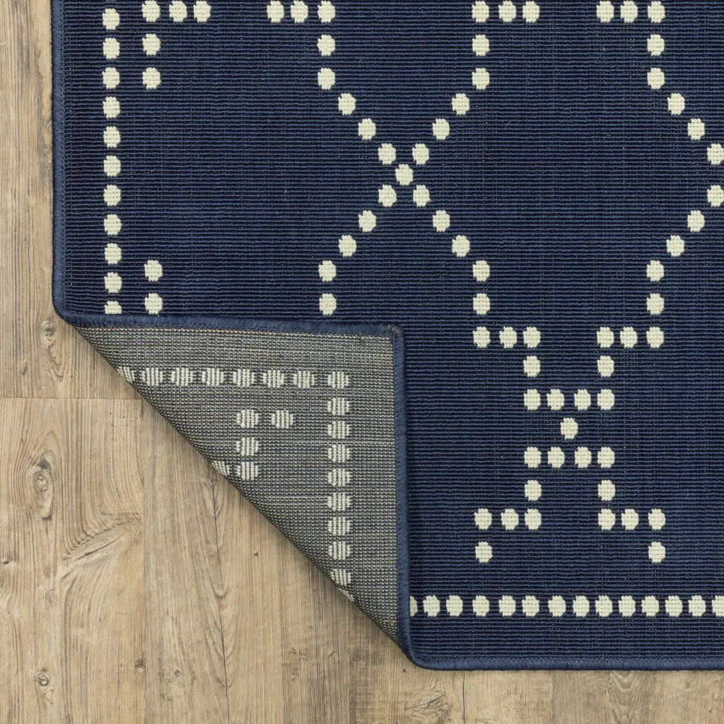 4' X 6' Blue and Ivory Geometric Stain Resistant Indoor Outdoor Area Rug Homeroots Outdoor