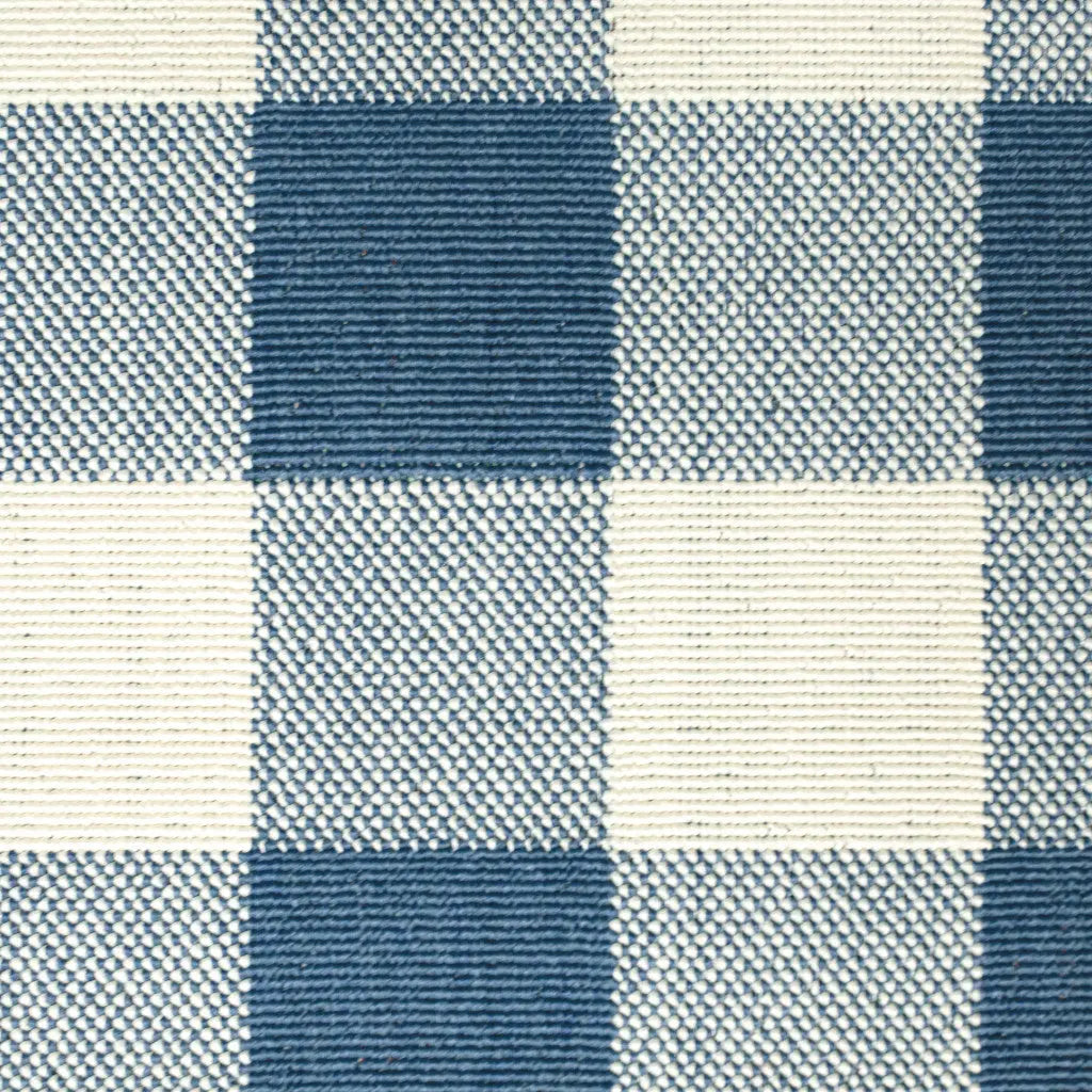 4' X 6' Blue and Ivory Geometric Stain Resistant Indoor Outdoor Area Rug Homeroots Outdoor