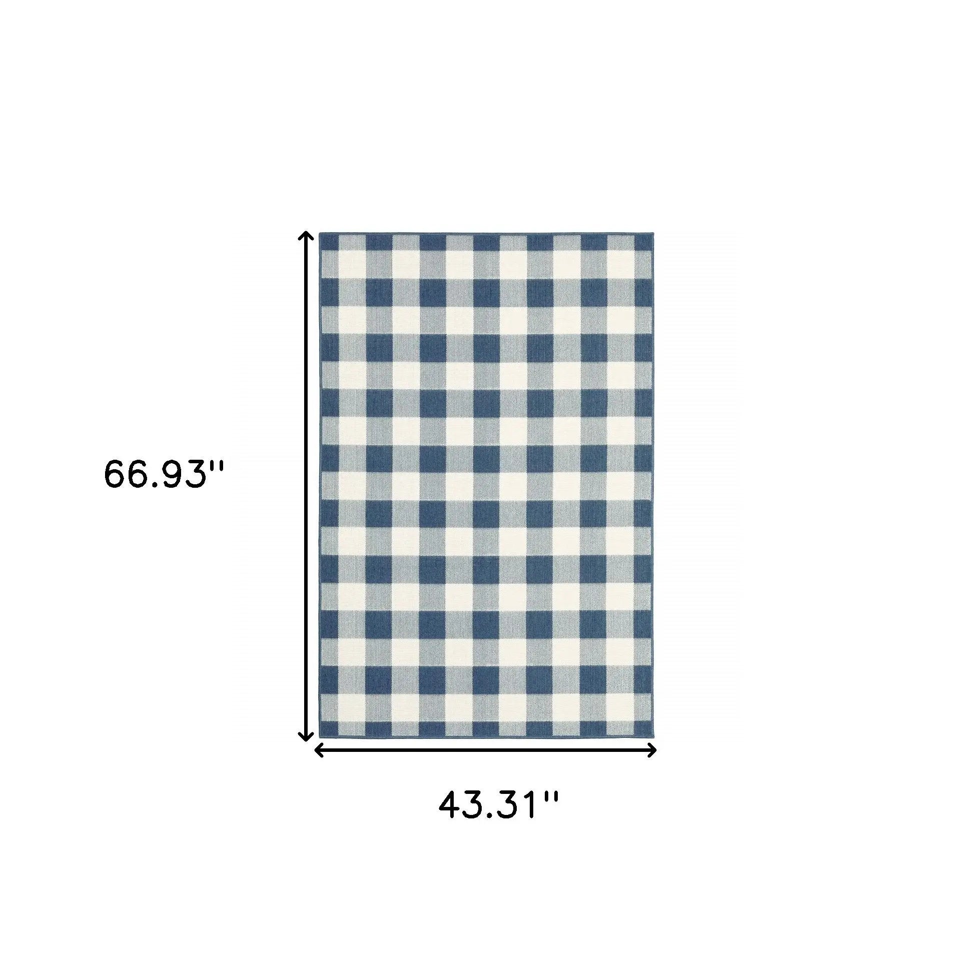 4' X 6' Blue and Ivory Geometric Stain Resistant Indoor Outdoor Area Rug Homeroots Outdoor