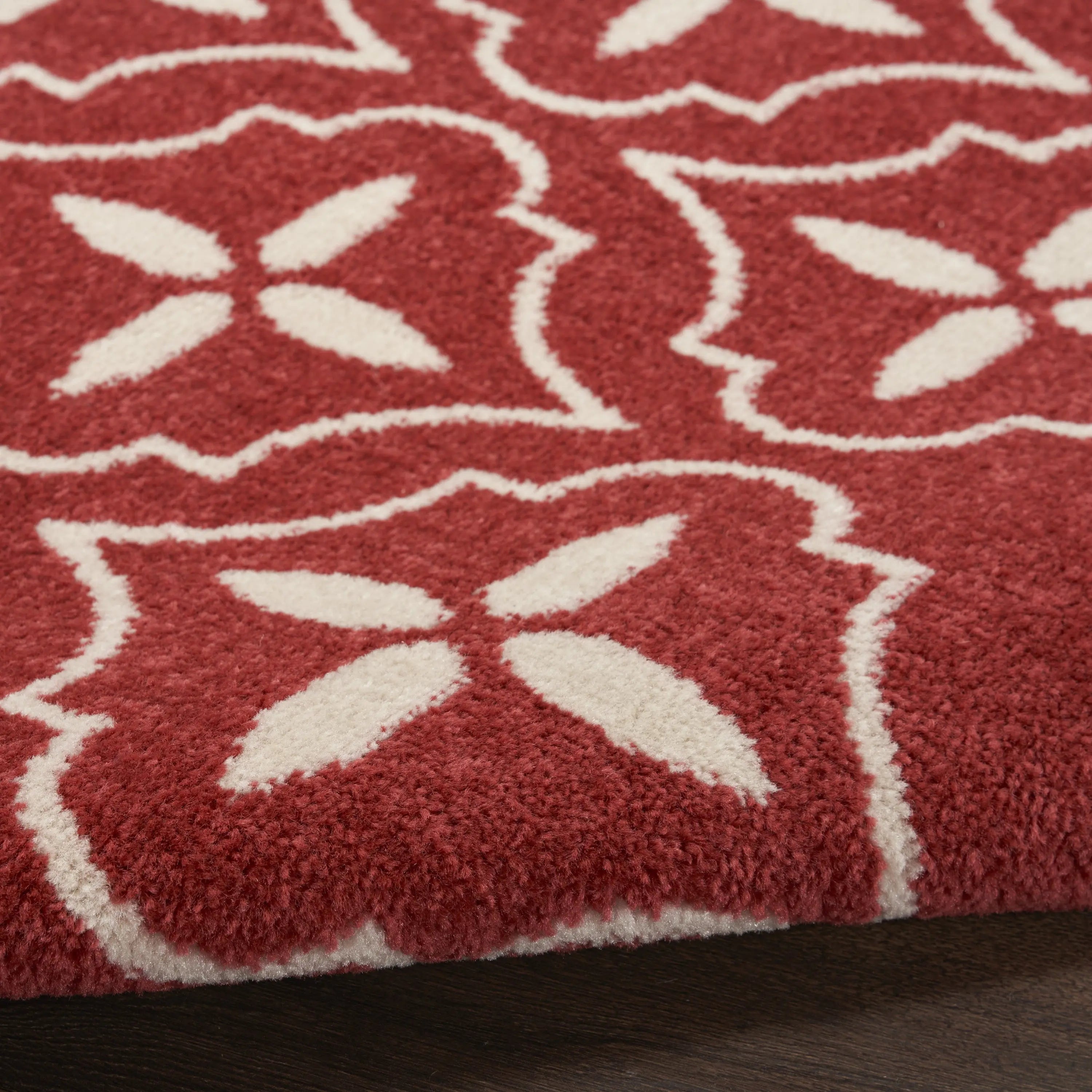 4' X 6' Brick Red And Ivory Geometric Indoor Outdoor Area Rug Homeroots Outdoor
