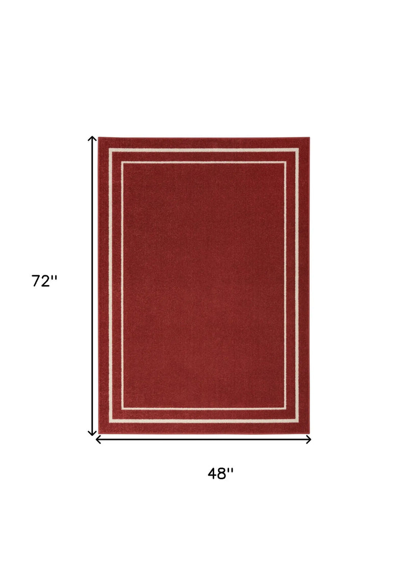 4' X 6' Brick Red And Ivory Indoor Outdoor Area Rug Homeroots Outdoor