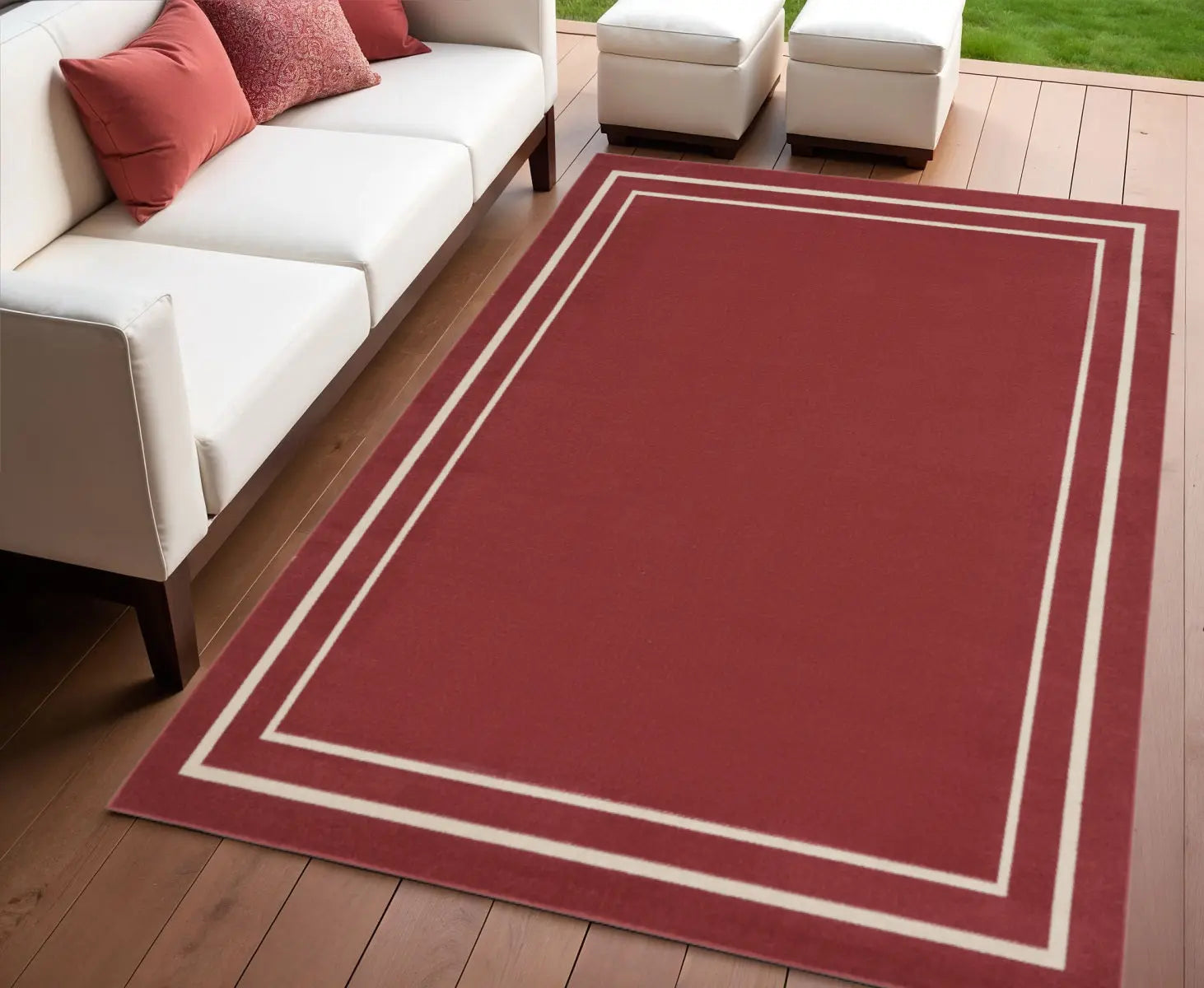 4' X 6' Brick Red And Ivory Indoor Outdoor Area Rug Homeroots Outdoor
