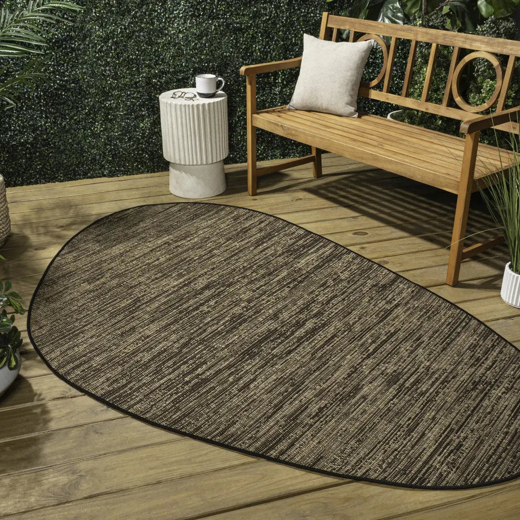 4' X 6' Brown And Black Medallion Indoor Outdoor Area Rug Homeroots Outdoor