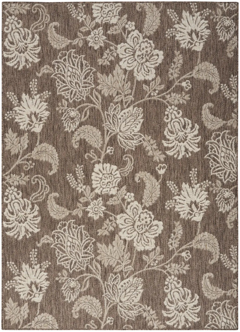 4' X 6' Brown And Ivory Floral Indoor Outdoor Area Rug Homeroots Outdoor