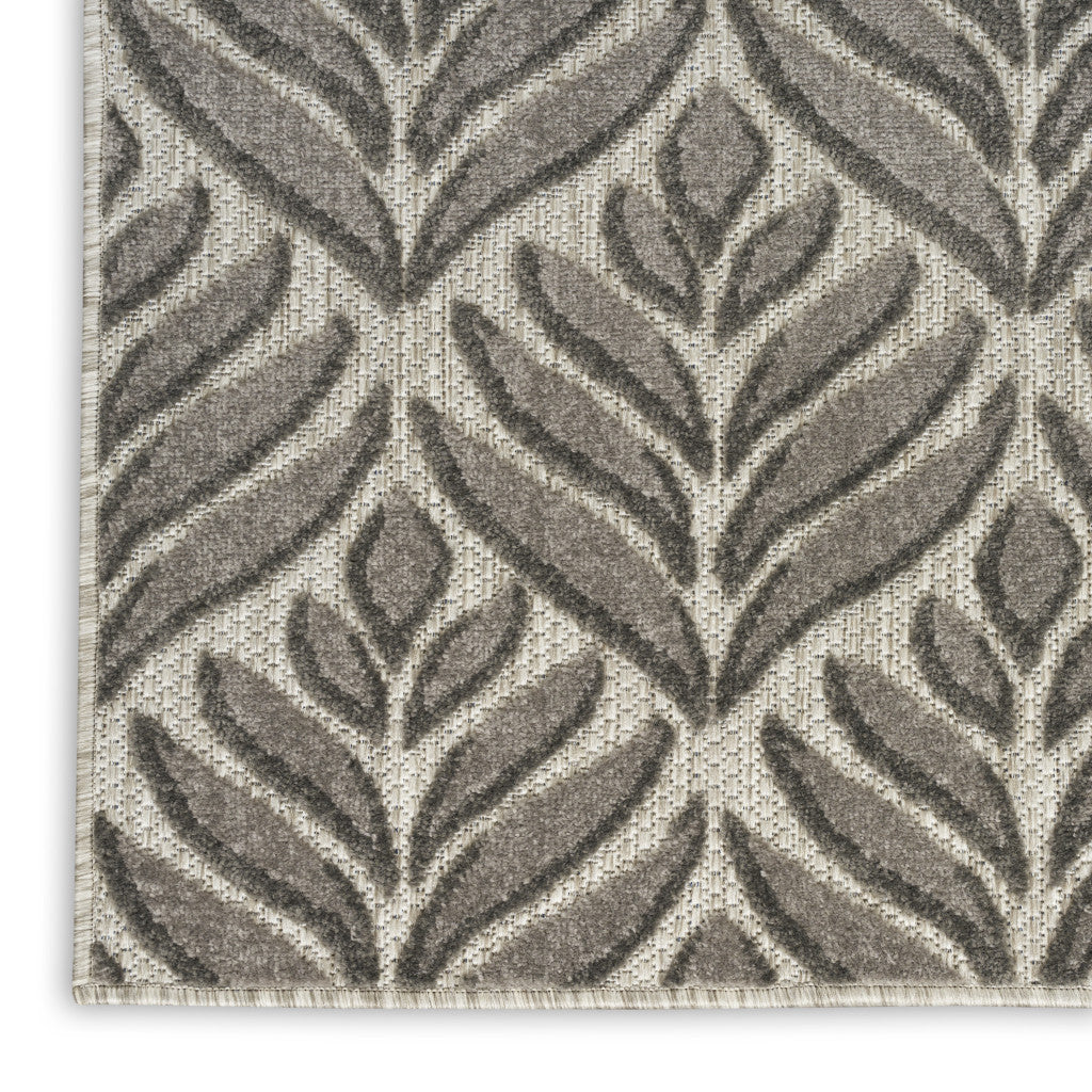 4' X 6' Charcoal Floral Stain Resistant Non Skid Area Rug Homeroots Outdoor