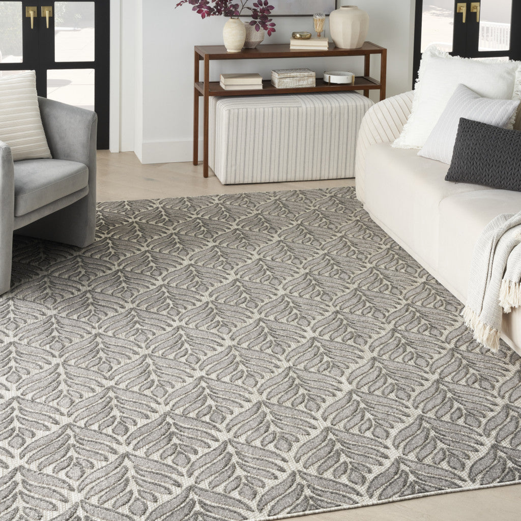 4' X 6' Charcoal Floral Stain Resistant Non Skid Area Rug Homeroots Outdoor
