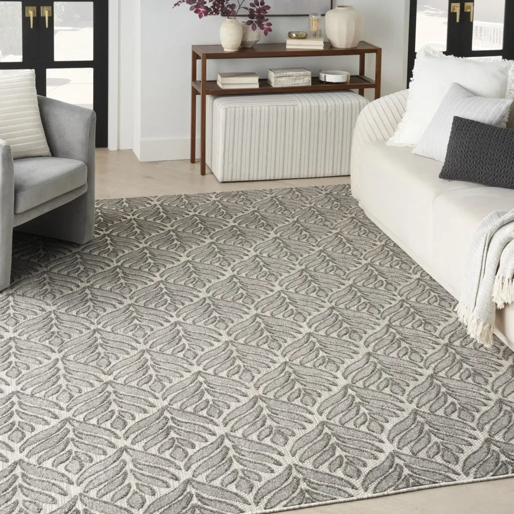 4' X 6' Charcoal Floral Stain Resistant Non Skid Area Rug Homeroots Outdoor