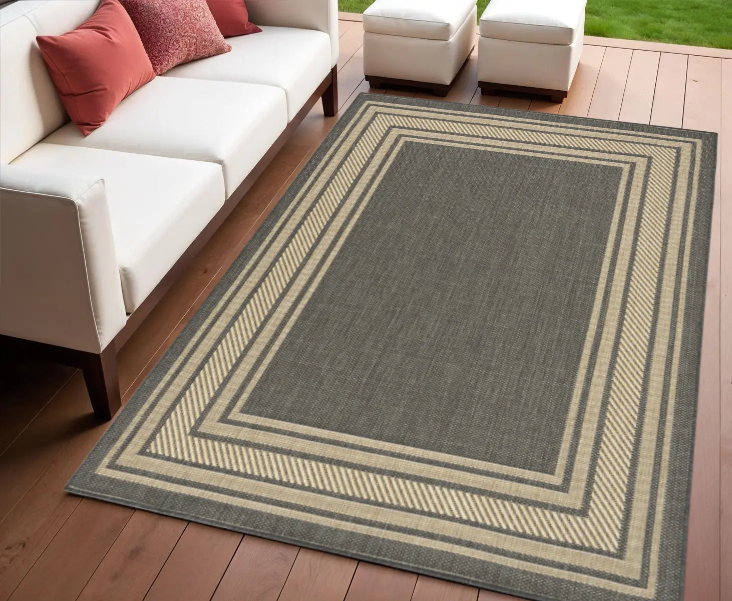 4' X 6' Charcoal Geometric Indoor Outdoor Area Rug Homeroots Outdoor