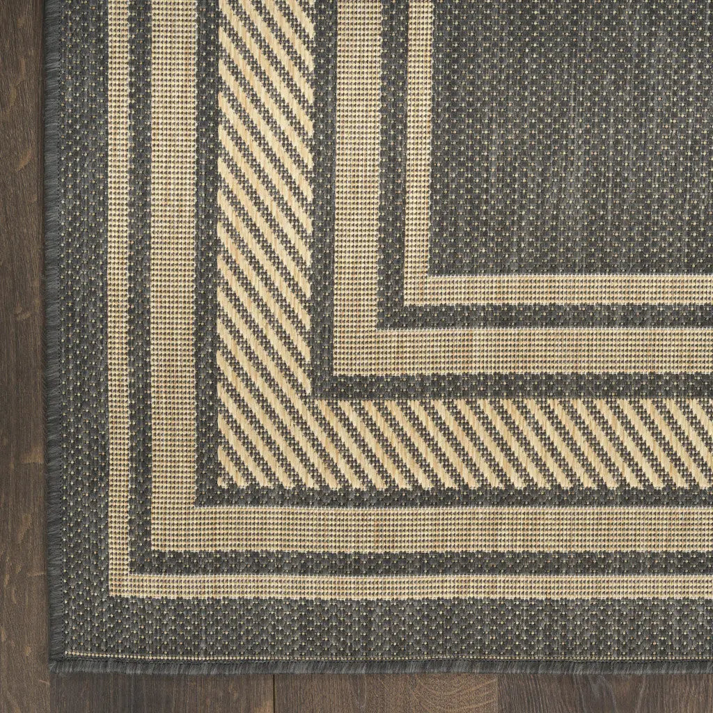 4' X 6' Charcoal Geometric Indoor Outdoor Area Rug Homeroots Outdoor