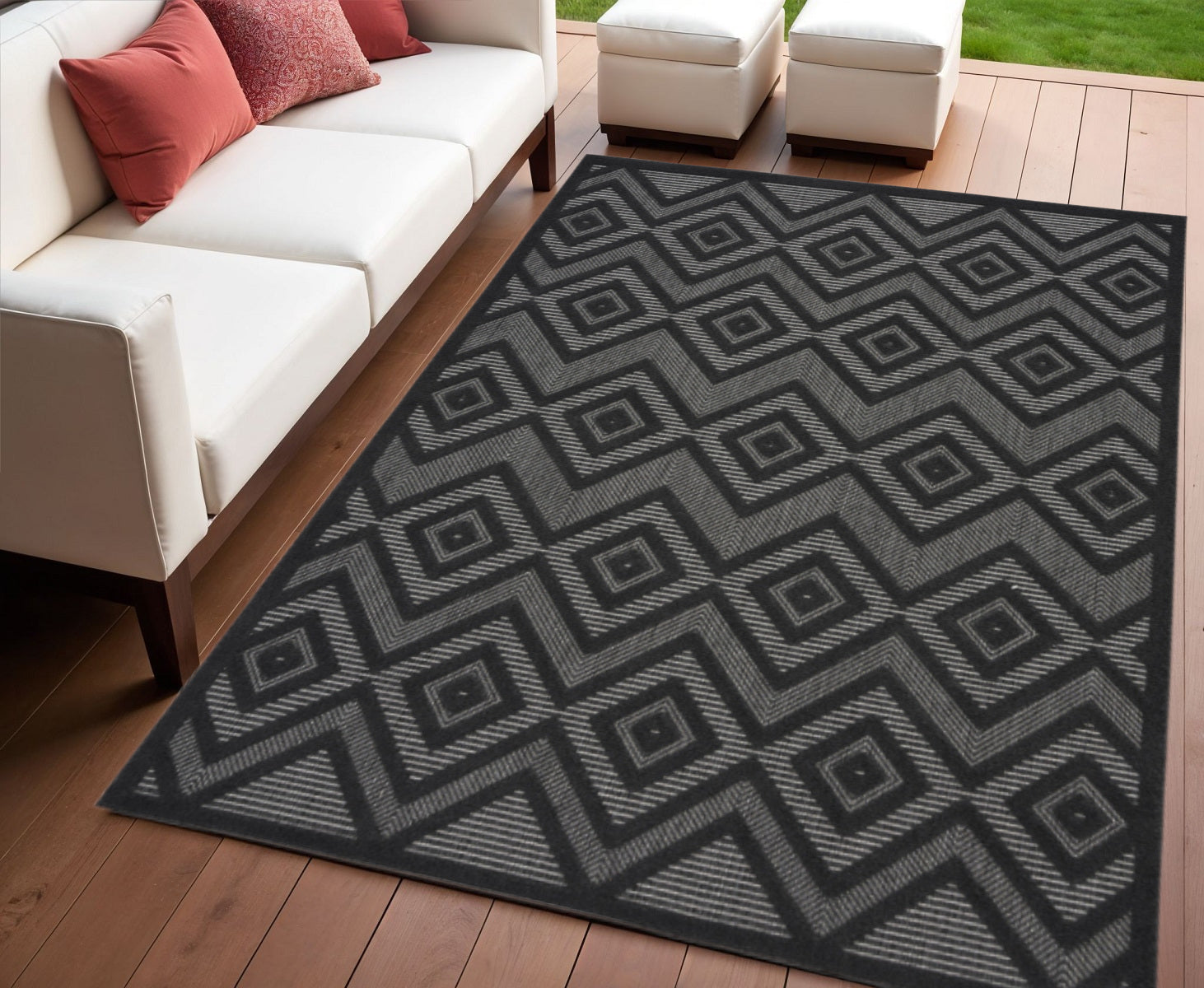 4' X 6' Charcoal Indoor Outdoor Area Rug - GreatEagleInc