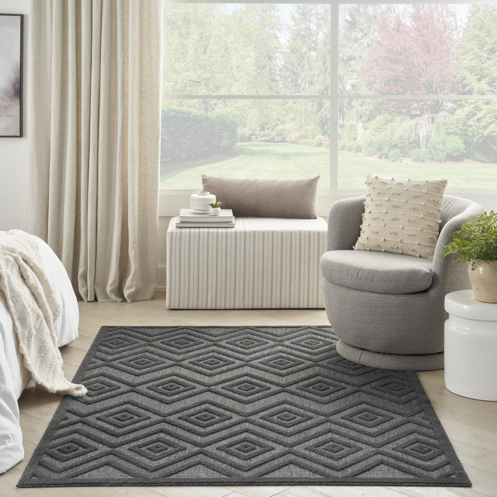 4' X 6' Charcoal Indoor Outdoor Area Rug - GreatEagleInc