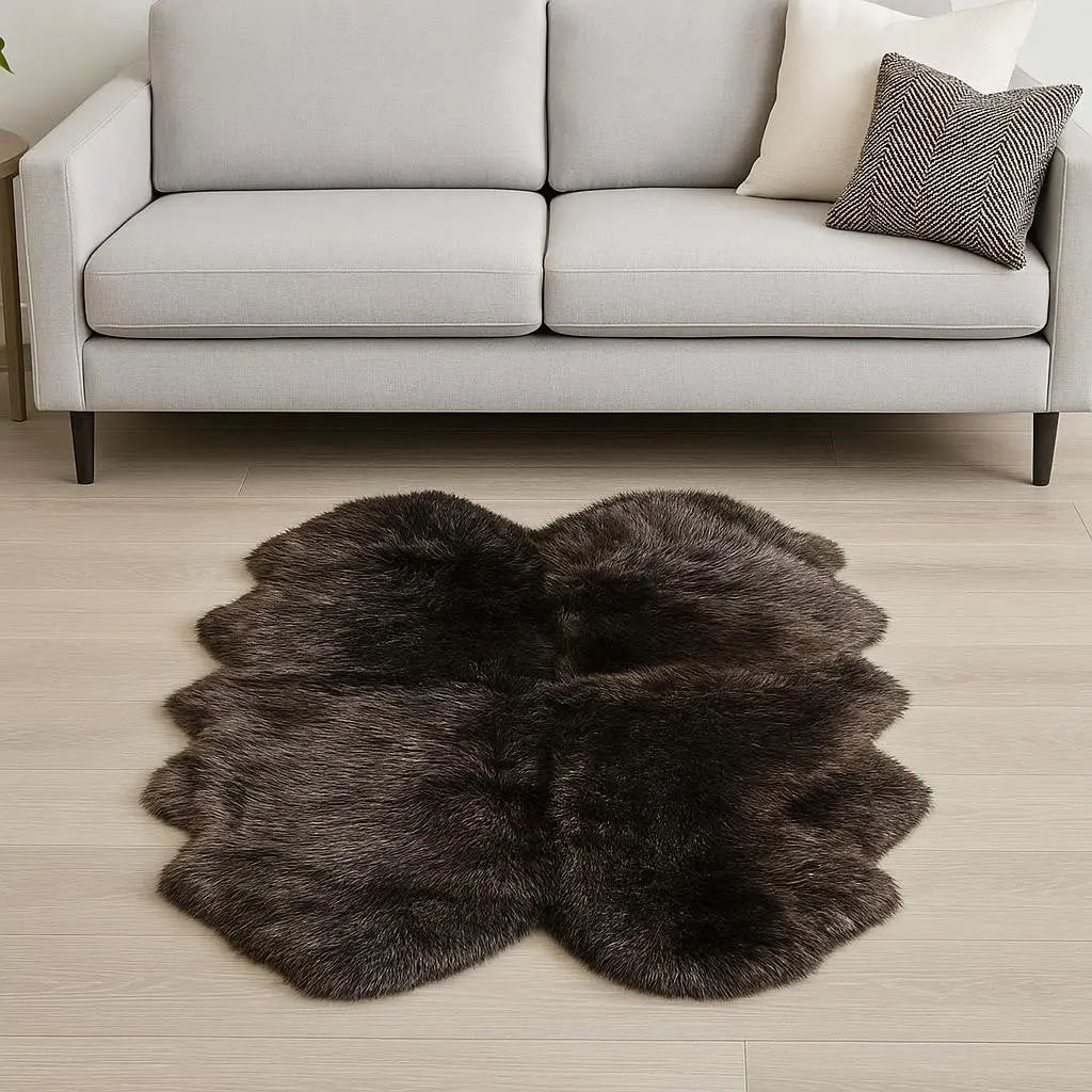 4' X 6' Chocolate Genuine Sheepskin Area Rug Homeroots Home Decor