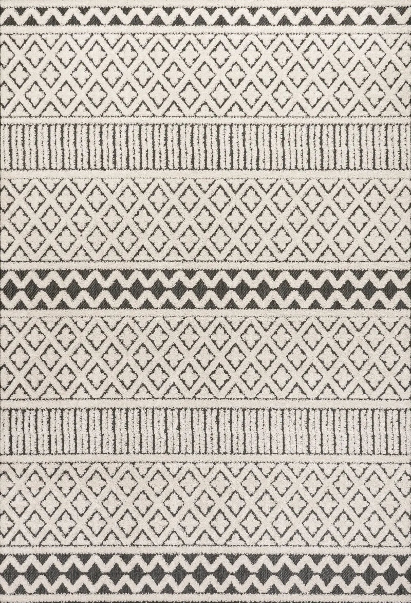 4' X 6' Cream And Black Trellis Indoor Outdoor Area Rug Homeroots Outdoor