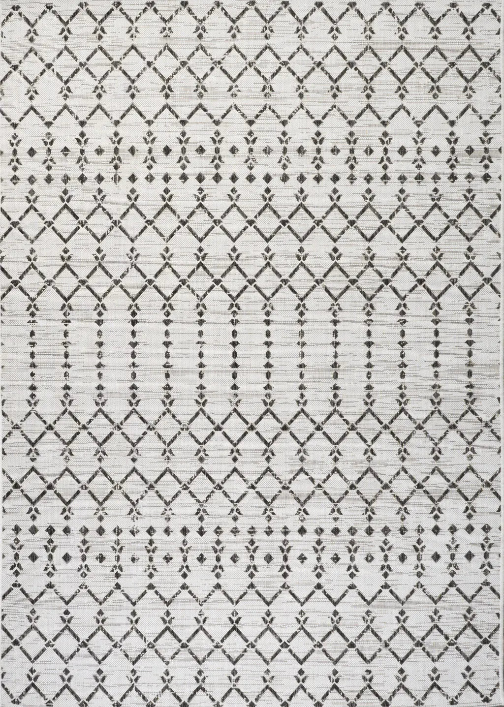 4' X 6' Cream And Black Trellis Indoor Outdoor Area Rug Homeroots Outdoor
