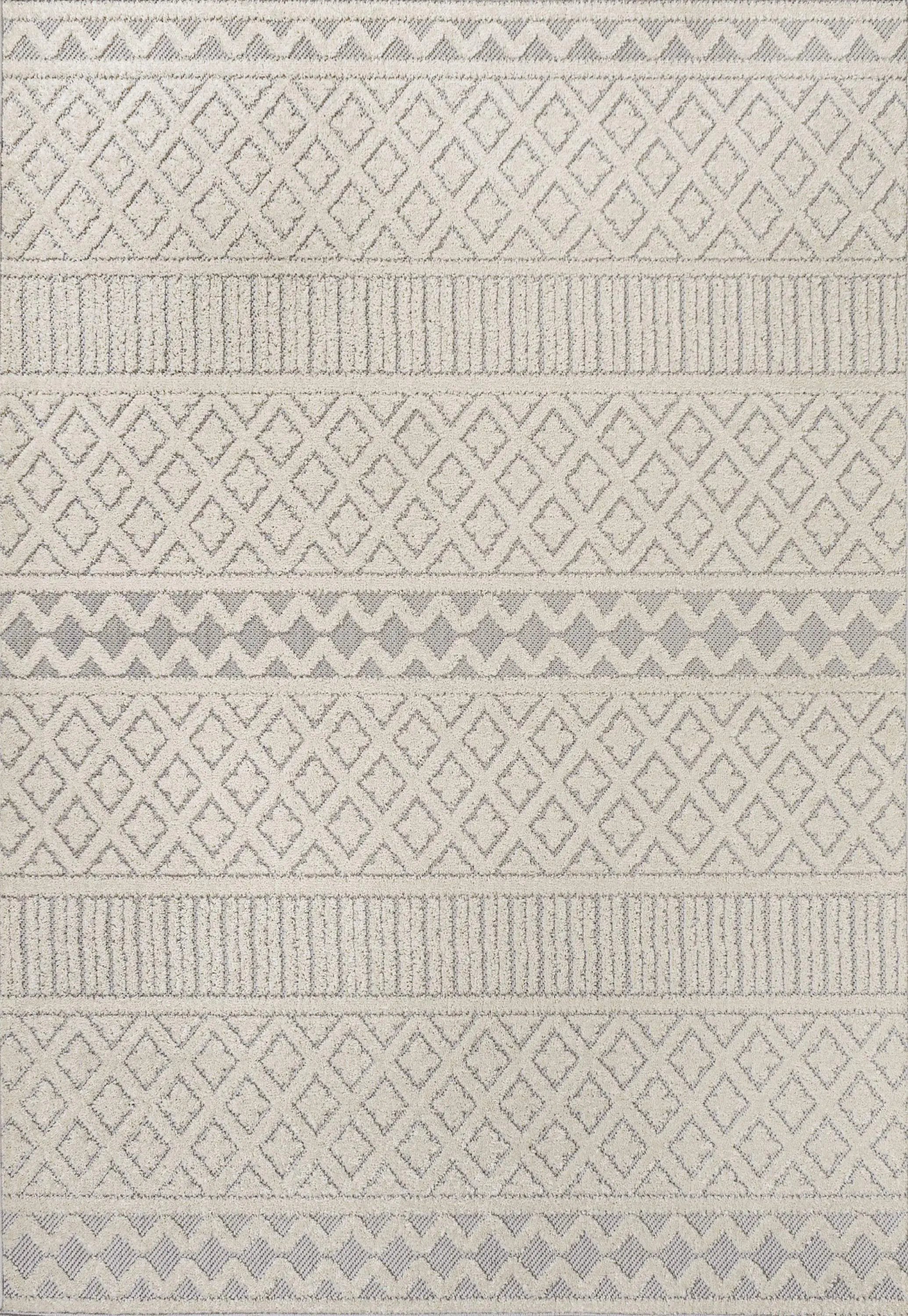 4' X 6' Cream And Gray Trellis Indoor Outdoor Area Rug - GreatEagleInc