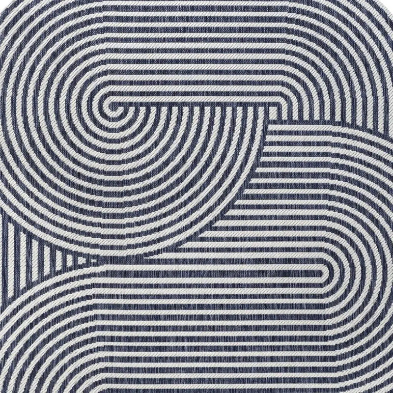 4' X 6' Cream And Navy Blue Abstract Indoor Outdoor Area Rug Homeroots Outdoor