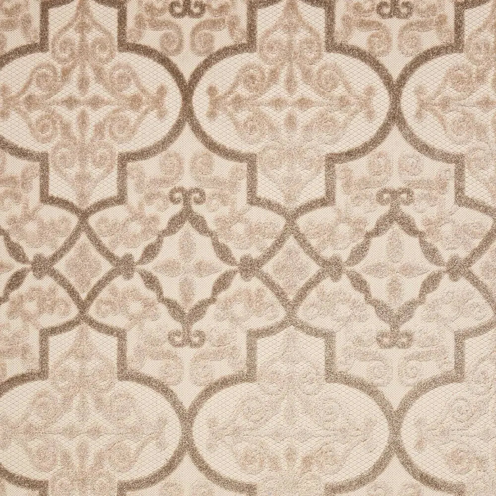 4' X 6' Cream Beige And Brown Trellis Indoor Outdoor Area Rug Homeroots Outdoor