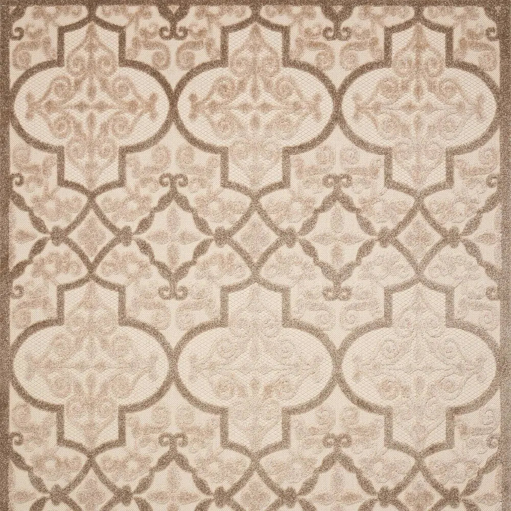 4' X 6' Cream Beige And Brown Trellis Indoor Outdoor Area Rug Homeroots Outdoor