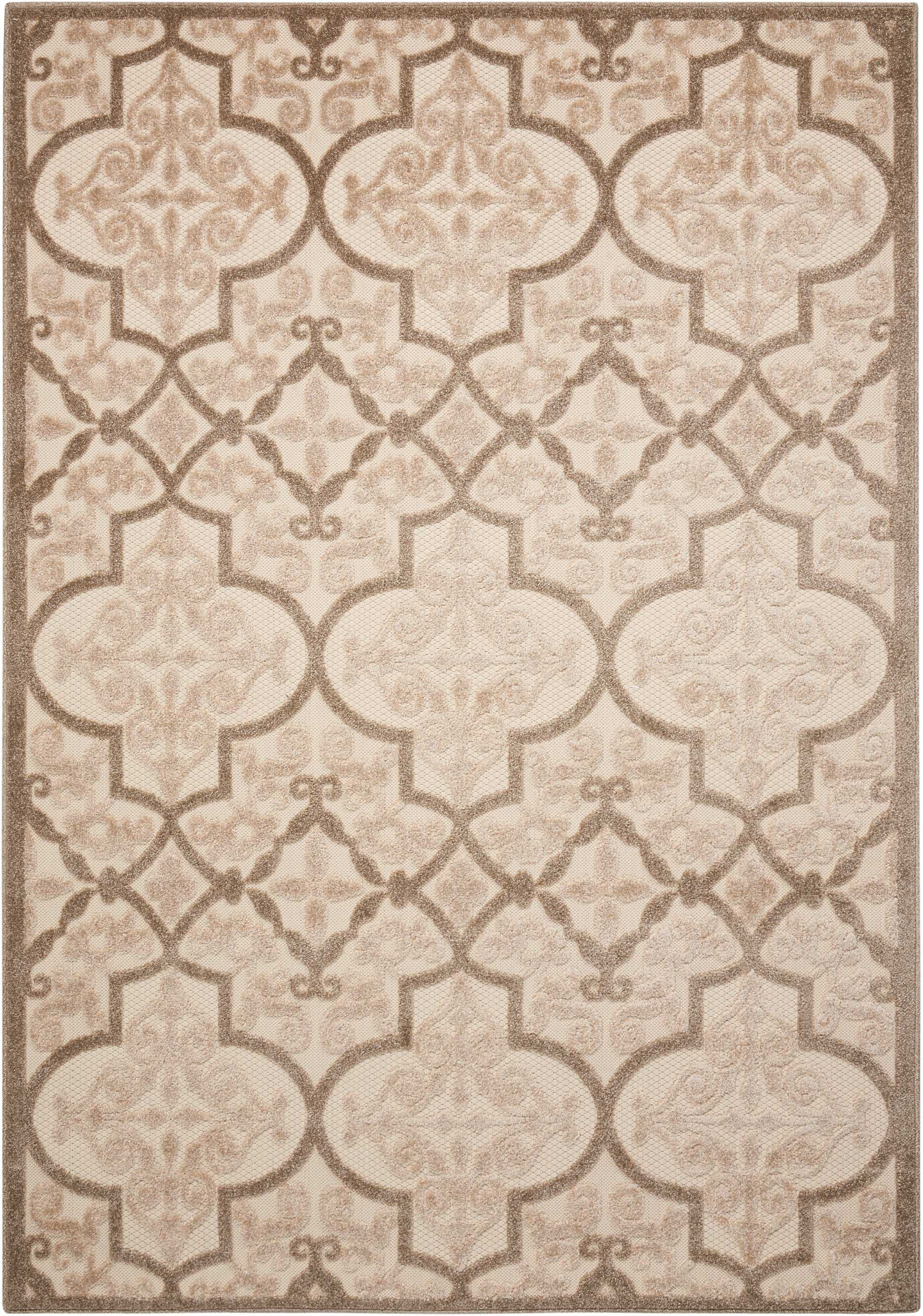 4' X 6' Cream Beige And Brown Trellis Indoor Outdoor Area Rug Homeroots Outdoor