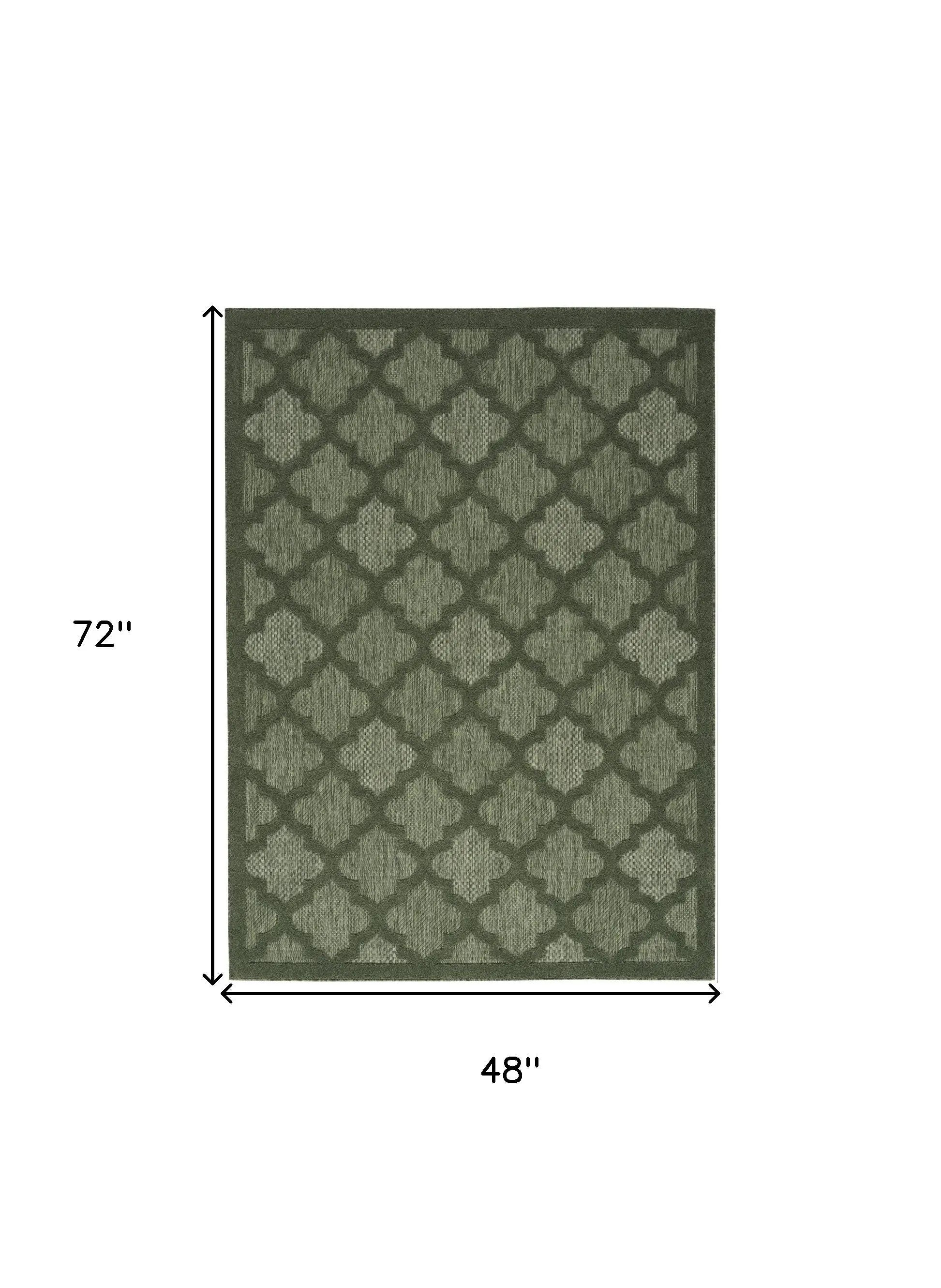4' X 6' Dark Green And Light Green Trellis Indoor Outdoor Area Rug Homeroots Outdoor