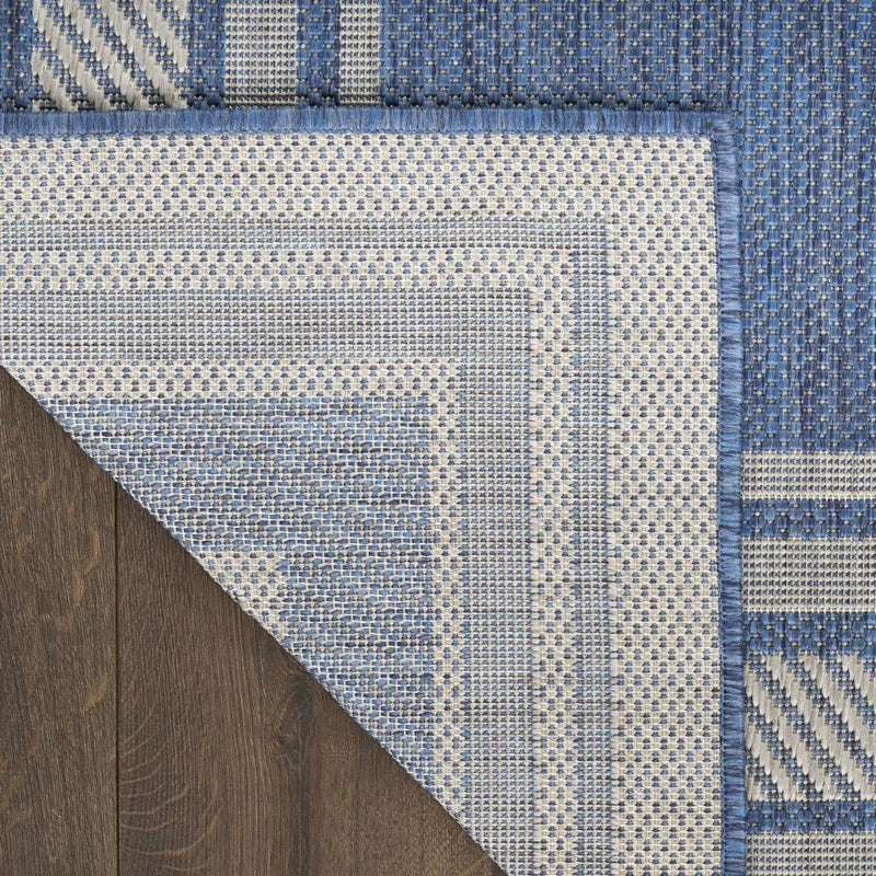 4' X 6' Denim Blue And Ivory Geometric Indoor Outdoor Area Rug Homeroots Outdoor