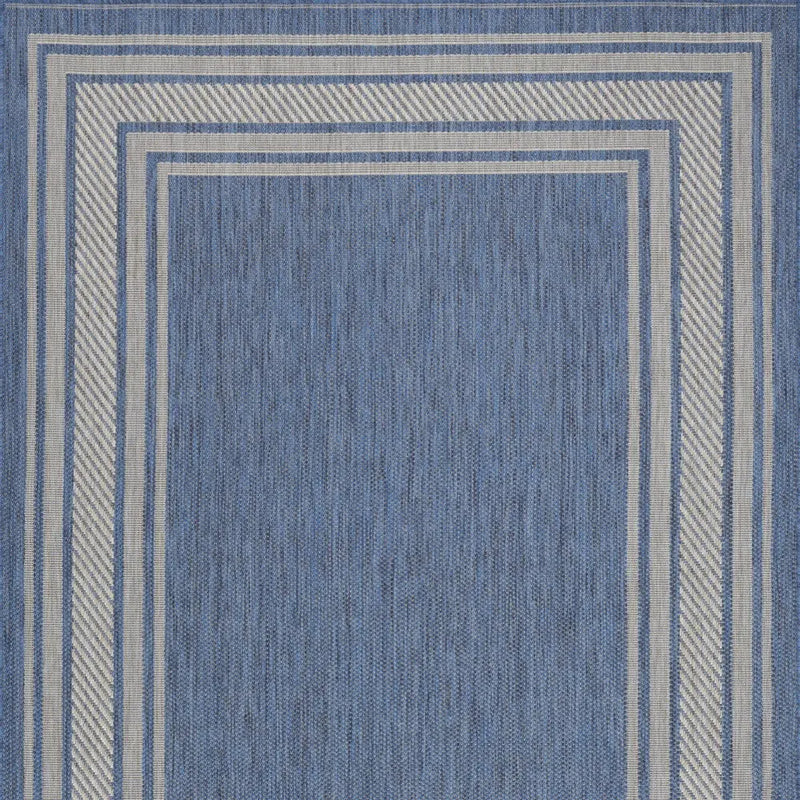 4' X 6' Denim Blue And Ivory Geometric Indoor Outdoor Area Rug Homeroots Outdoor