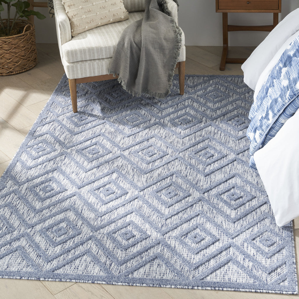 4' X 6' Denim Blue Indoor Outdoor Area Rug - GreatEagleInc