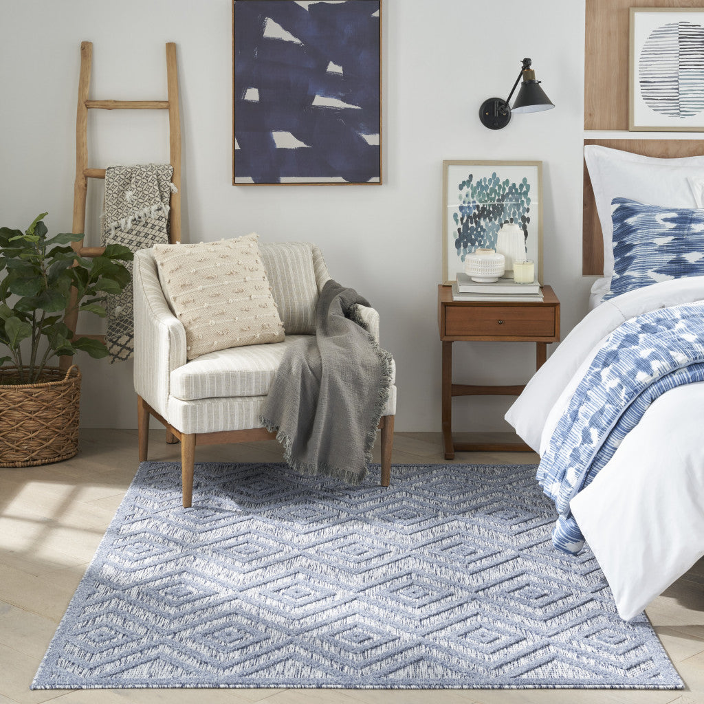 4' X 6' Denim Blue Indoor Outdoor Area Rug - GreatEagleInc
