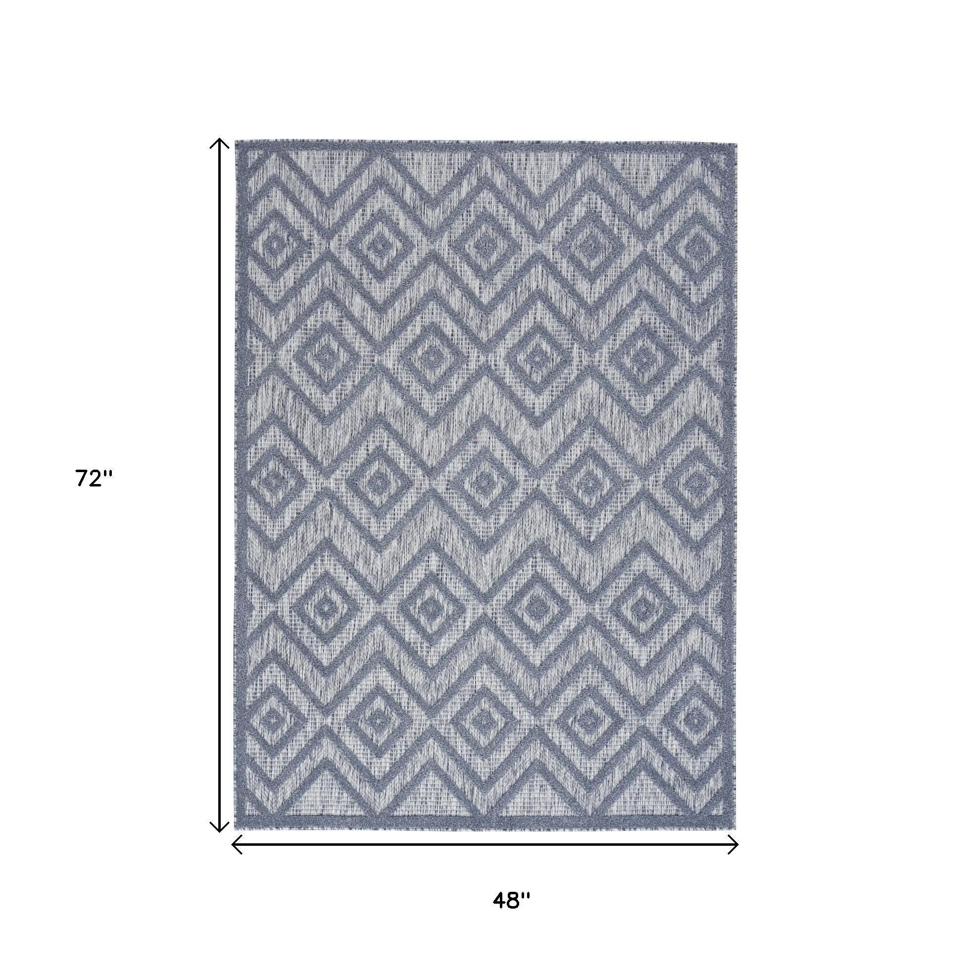 4' X 6' Denim Blue Indoor Outdoor Area Rug - GreatEagleInc
