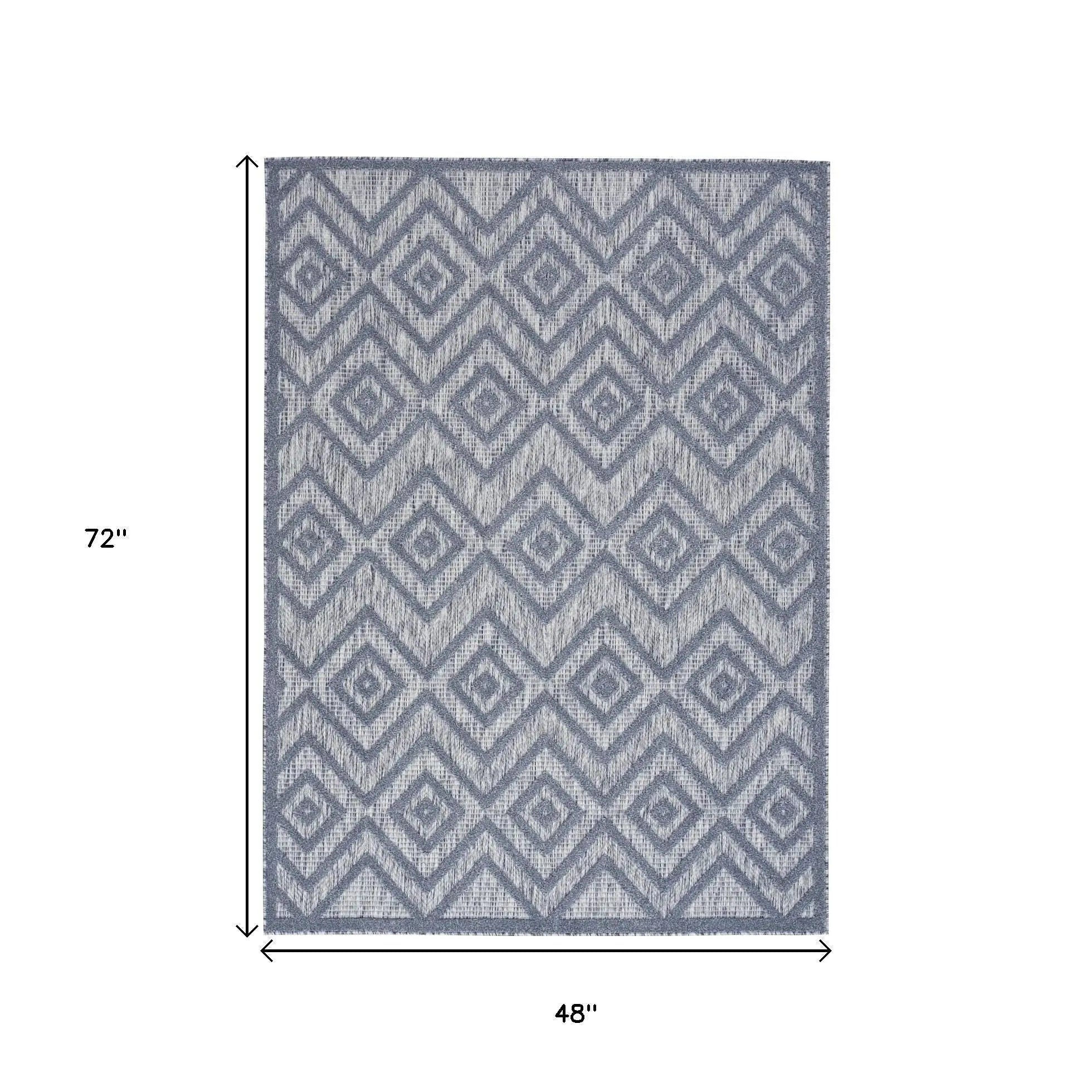 4' X 6' Denim Blue Indoor Outdoor Area Rug - GreatEagleInc