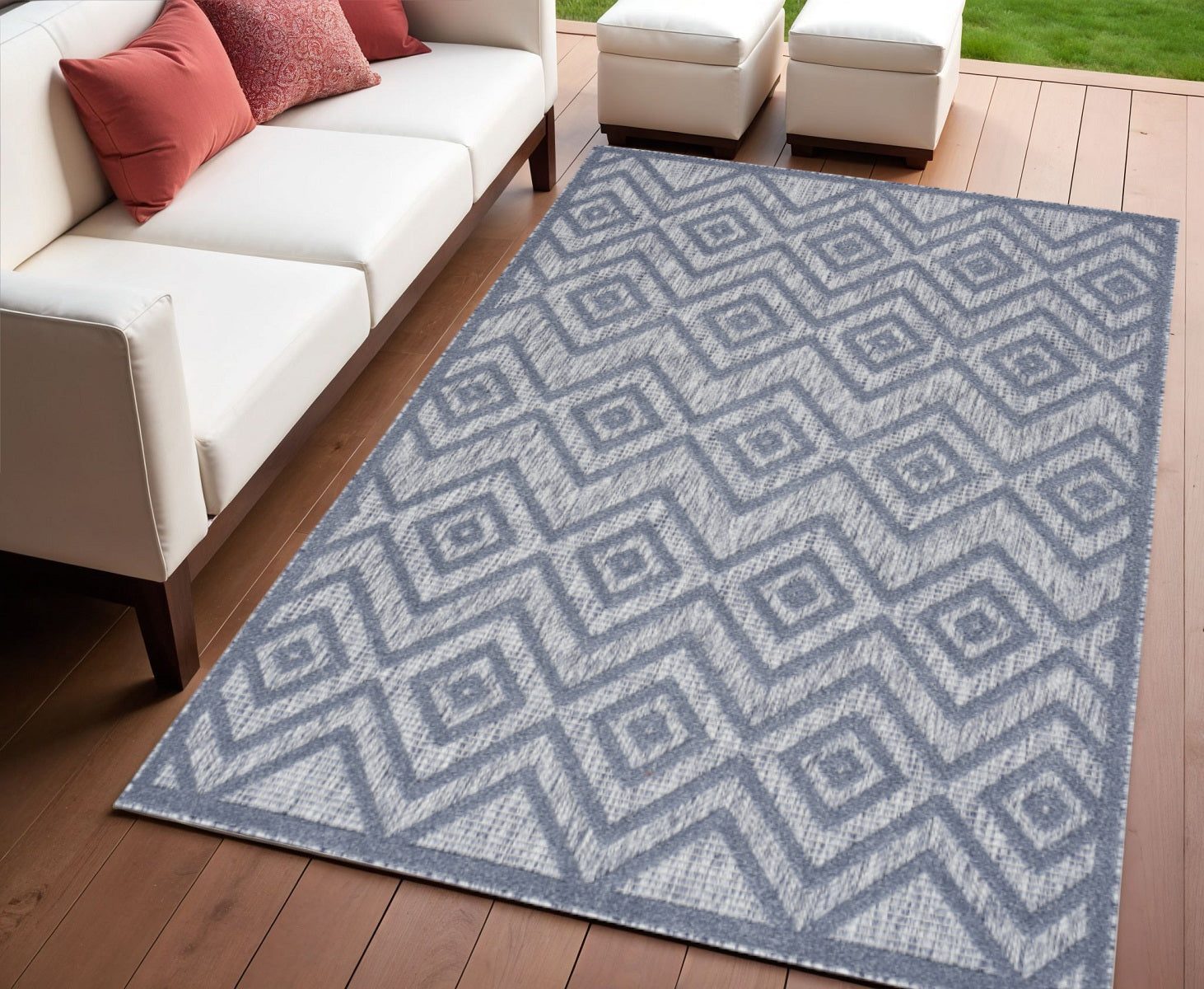 4' X 6' Denim Blue Indoor Outdoor Area Rug - GreatEagleInc