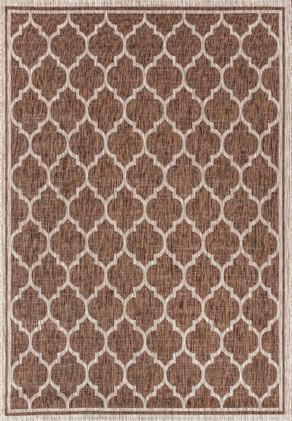 4' X 6' Espresso And Taupe Geometric Indoor Outdoor Area Rug Homeroots Outdoor